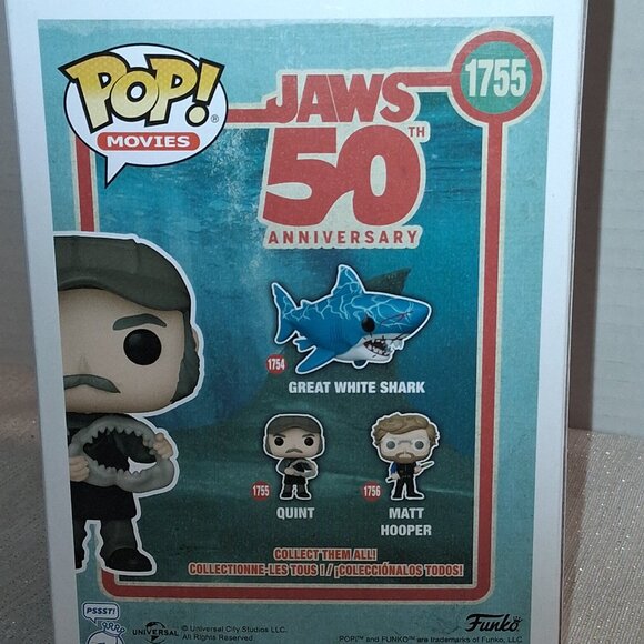 Funko Pop Movies:  QUINT w/Shark Mouth #1755 (Jaws 1975) w/Protector - Picture 4 of 6